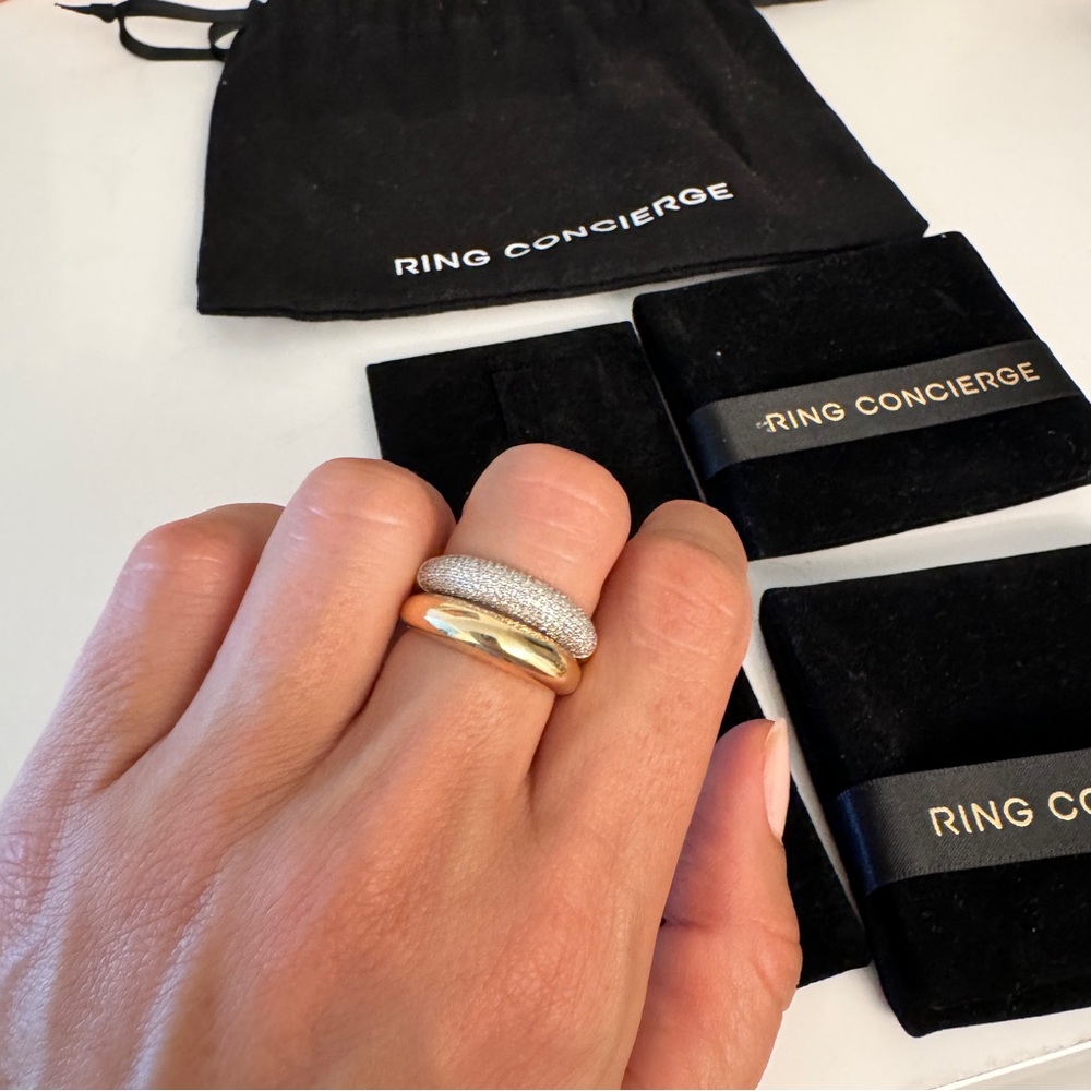 Ring Concierge Set yellow gold cloud ring and pave diamond cloud ring size 9